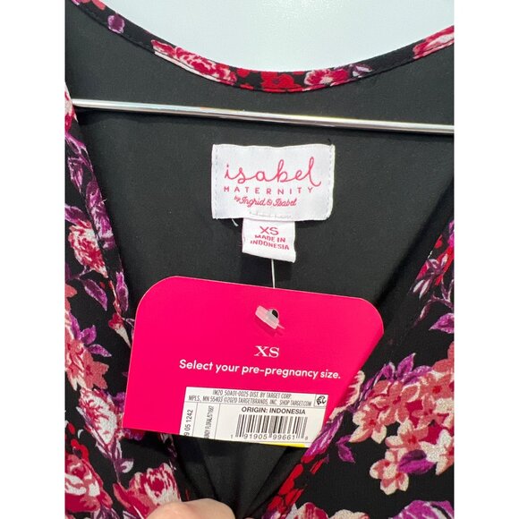Isabel Maternity Floral Maxi Dress Size XS V Neck Tiered 3/4 Sleeve Chiffon NEW - Picture 3 of 7